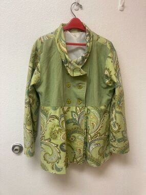 VINTAGE PAISLEY  RETRO JACKET Lime Green (L)